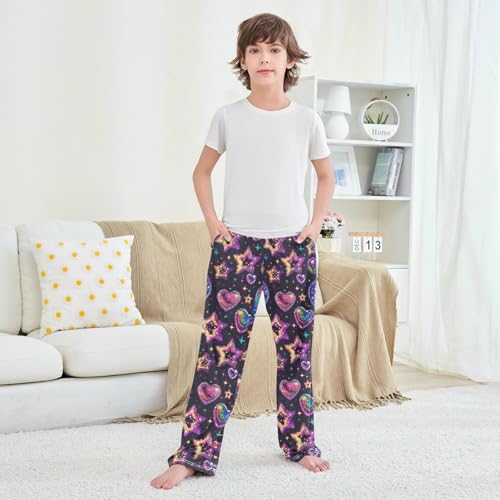 Pajama Bottoms, Pixel Star and Heart Sleeping Pant Lounge Wear Elastic Waist Long Pants Sleepwear Pjs 6