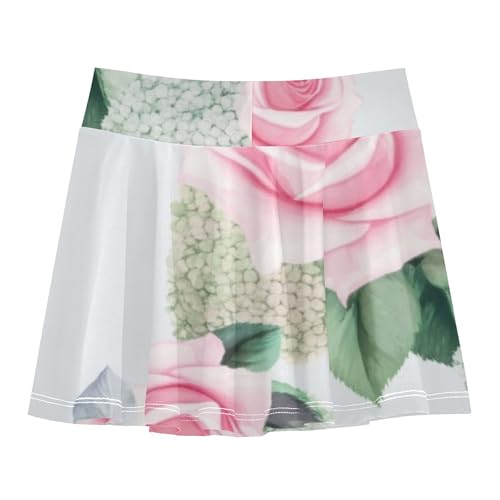 Athletic Shorts Girls Skorts Tennis Skirts Toddler Running Cheer Skirt Soft Pink Watercolor Roses 3t2