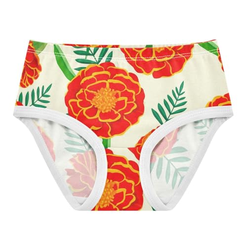 Cotton Toddler Underwear Floral Red Floral Green Leaves Beige Panties Little Girl Aesthetic Briefs Undies Kids 2t