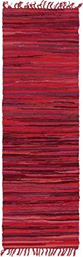 Rugs.com Chindi Cotton Collection Rug – 6 Ft Runner Red Flatweave Rug Perfect For Hallways, Entryways #TOP1