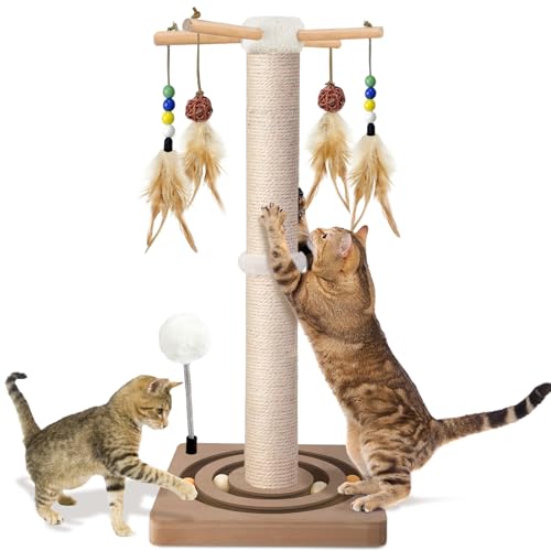 Cat Scratching Post, Sisal, Interactive Furniture Toys for Indoor Cats Adults, 2 Mounting Methods...
