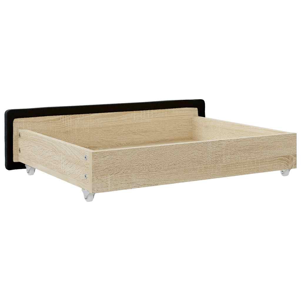vidaXL Cajones de cama 2 uds madera ingeniería y cuero sintético negro