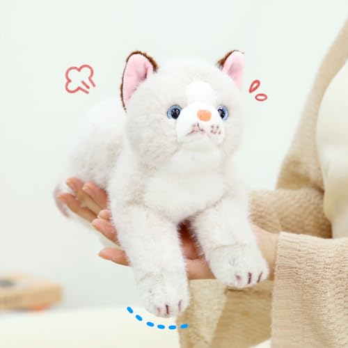 Image of PEACH CAT Cat Stuffed Animal 15 inch Realistic Kitten Plushies Soft Plush Toys Gifts for Kids White