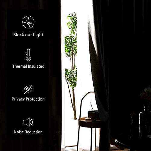 Jiuzhen Tan Blackout Curtains With Tiebacks - Thermal Insulated, Light Blocking And Noise Reducing Grommet Curtains For Bedroom And Living Room, Set Of 2 Window Curtain Panels, 42 X 45 Inch Length #TOP5