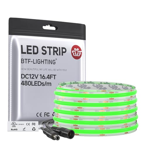 Tira LED COB verde 5m 480 LEDs/m 12V DC IP30 miniatura 1