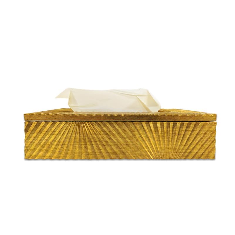 Image of Art Street Lustrous Gold Tissue Box Holder with Cover, Rectangle Facial Tissue Paper Box Holder Decorative Organizer, Napkin Dispenser Box for Bathroom, Home, Office & Restaurant (Size: 9x6x2.3 Inch)