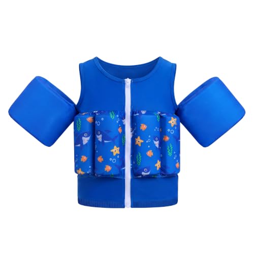 Gogokids Kids Swim Vest with Removable Buoyancy Pads & Armbands, Zip-Up Toddler Float Swimsuit Adjustable Flotation Aid for Child 1-6 Years, Non-Inflatable Float Jacket for Pool, Beach & Swimming