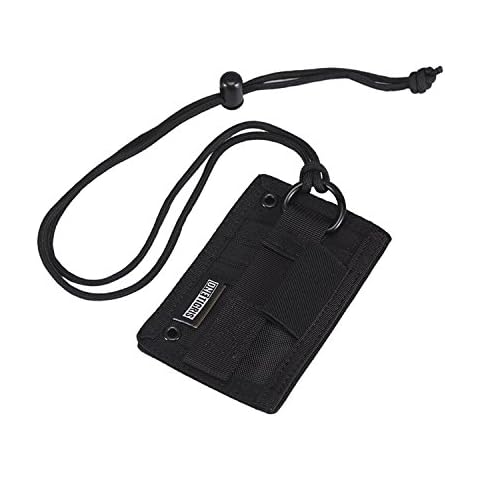 OneTigris Tactical ID Card Holder Hook & Loop Patch Badge Holder Neck Lanyard Key Ring and Credit Card Organizer (Black) Cover