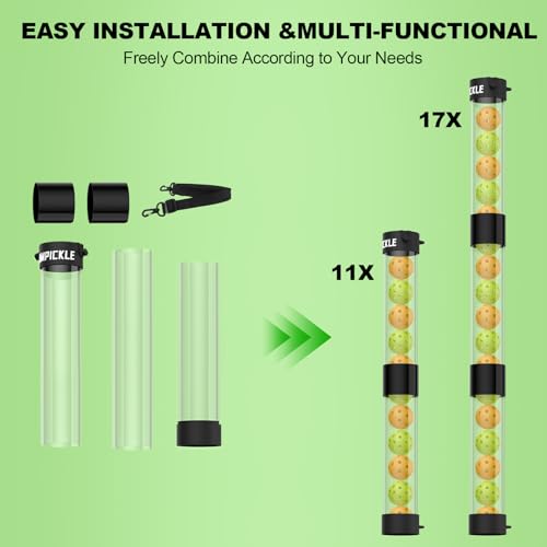 Image of Pickleball Ball Retriever 17 Balls Pickleball Pickup Tube with Shoulder Strap,Quick and Portable for Pickleball Tube Ball Pickup,Lightweight Pickleball Picker Upper Ball Holder