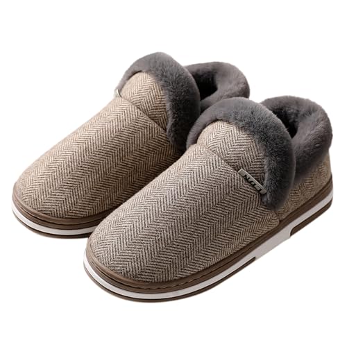 Zapatillas de estar por casa para mujer, cerradas, de felpa, botas de invierno, cálidas, planas, de casa, antideslizantes, de invierno, unisex, para el hogar, de fieltro, tallas 35-40, café, 36 EU