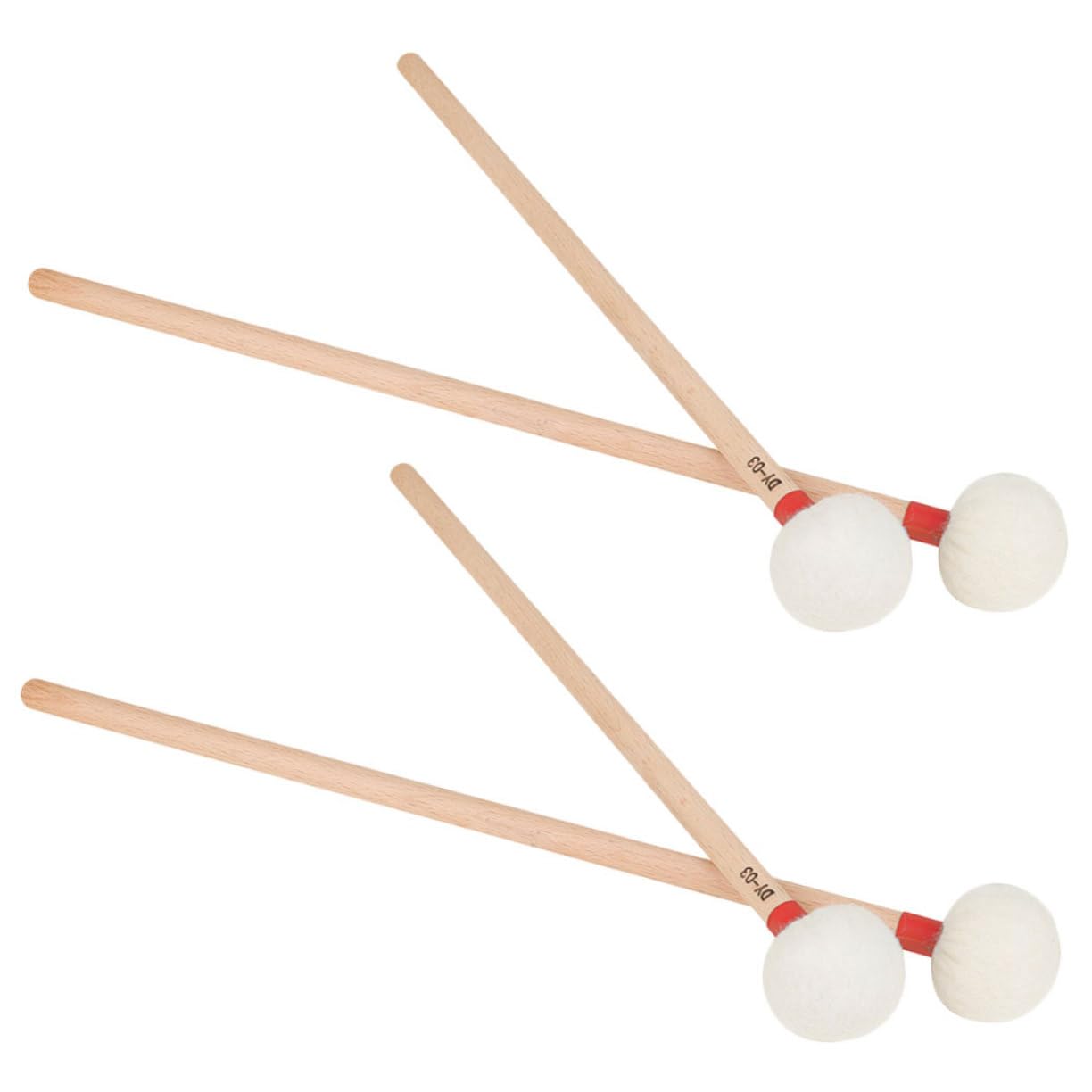 Toyvian 4 Sztuki Częściowy Pałeczek Do Timpani z Białą Główką Filcową i Ergonomicznymi Drewnianymi Rączkami Miękkie Perkusyjne Do Orkiestry Zespołów Szkolnych i Profesjonalnego Użytku
