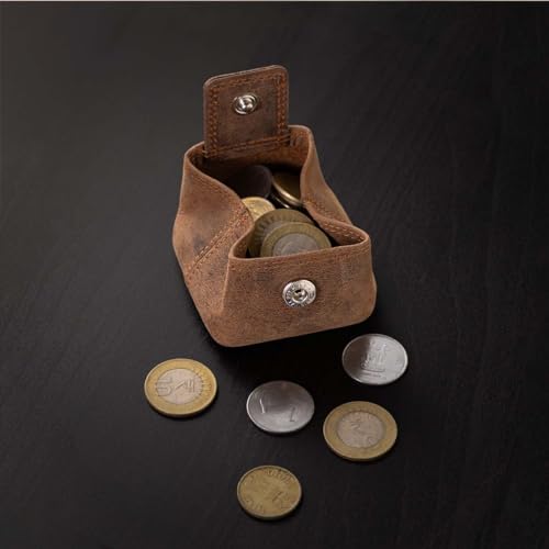 Image of BROWN BEAR Small Envelope Coin Purse with Snap Fastner, Stylish Coin Pouch for Men and Women, Small Coin Purse - Brown