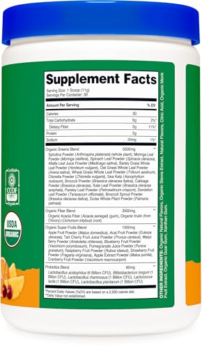 Foto de Nutricost Polvo orgánico Super Greens (30 porciones) Sabor Orange Sunrise - Mezcla de bebida de suplemento superalimenticio (imagen 6)
