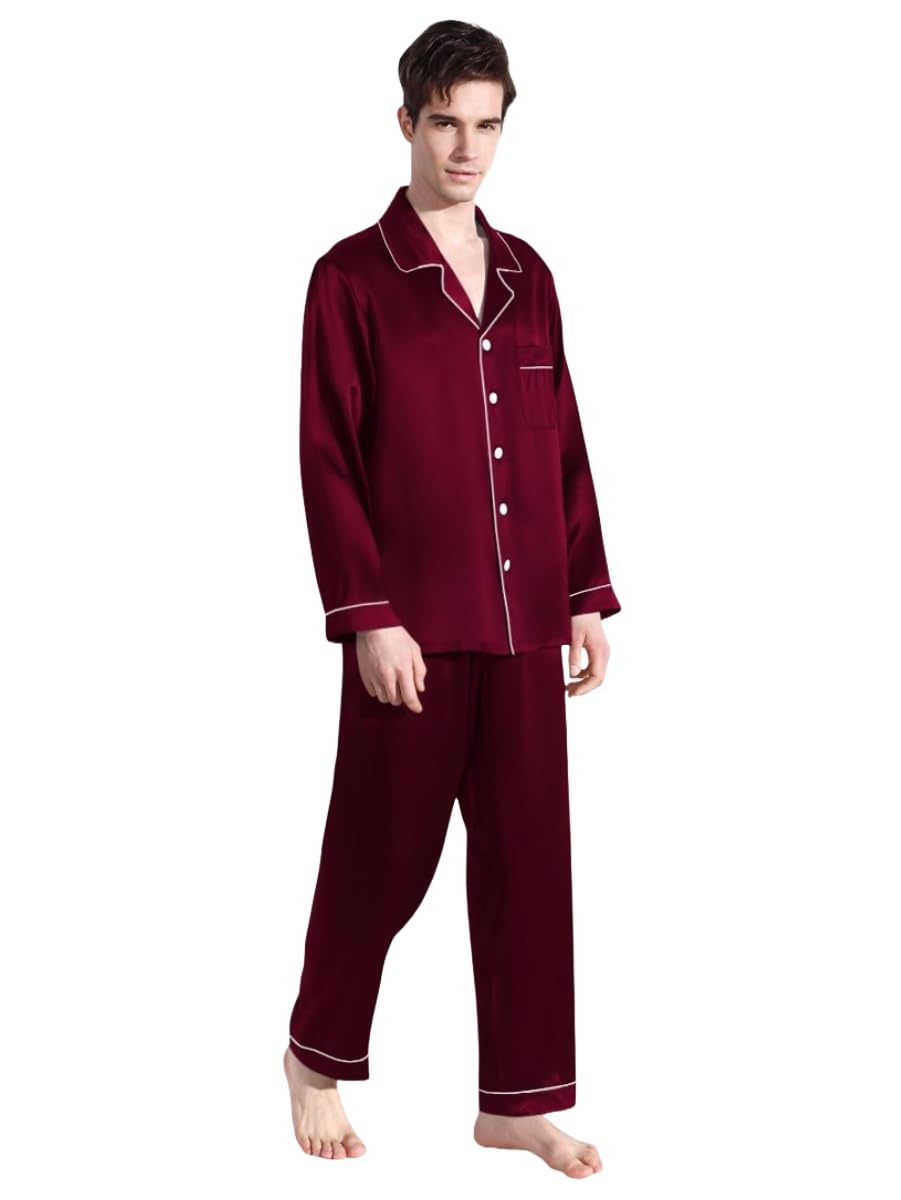 bellababebysk Men Satin Silver Piping Night Suit Full Sleeve-picture-26