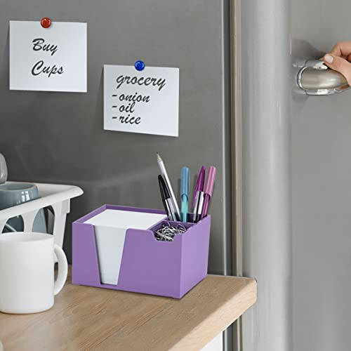 Organizador de Mesa Porta Lápis Clip Papel Lembrete (Papel Branco Incluso), Acrimet, (Cor Lilás Sóli