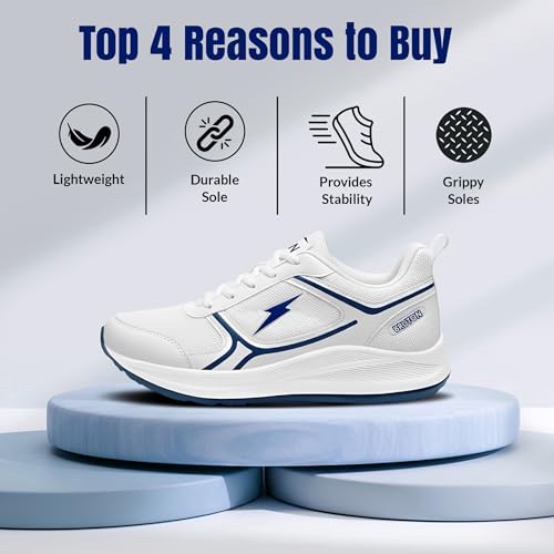Image of BRUTON BlueBlaze EVA Lite Casual Sneaker Breathable Mesh Lace-Up Sneakers for Men- White