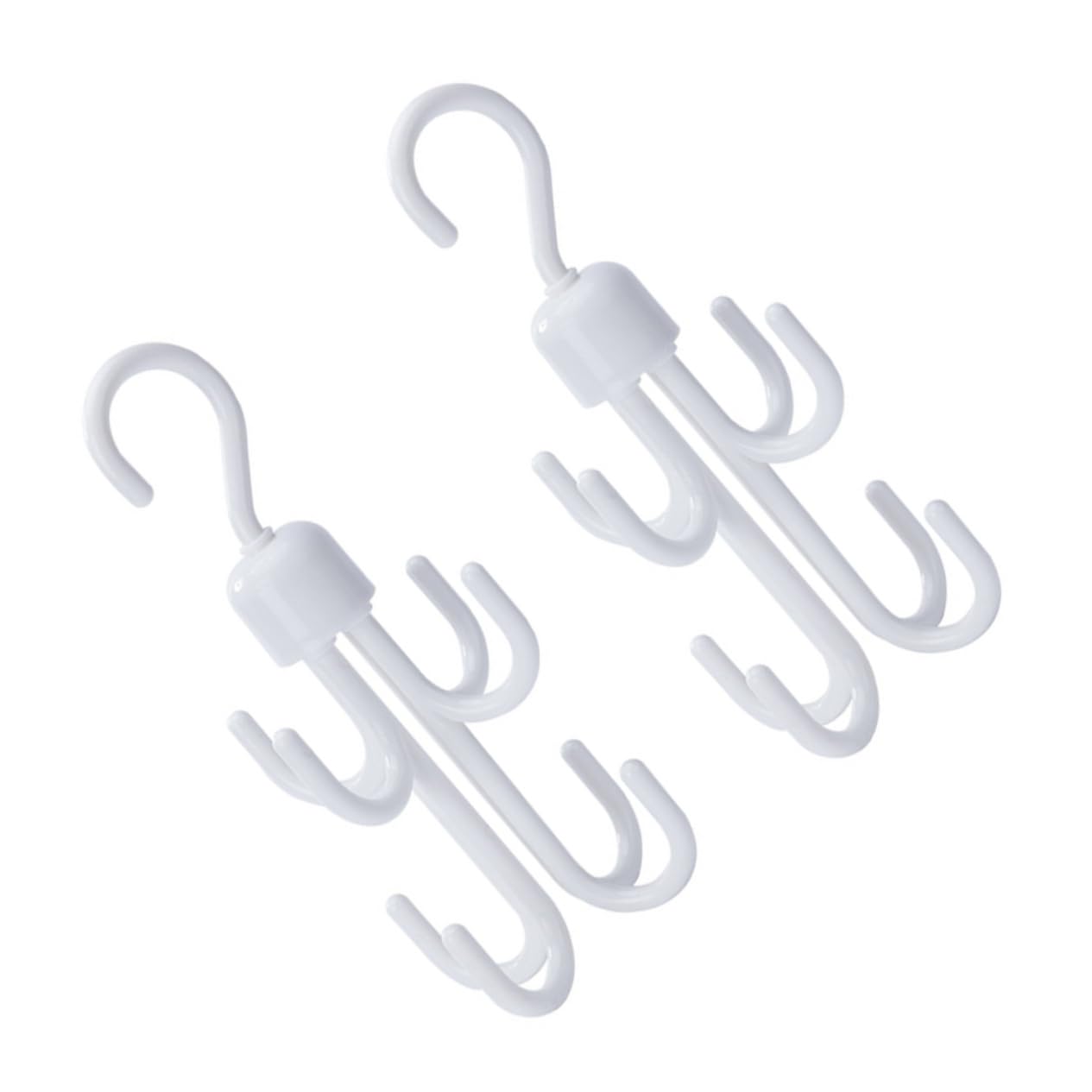 FONDOTIN 2pcs Rotating Multifunctional Wardrobe Hooks Rotatable Hanging Hook for Ties Scarves Hats and Accessories Compact Design Environmental Material White