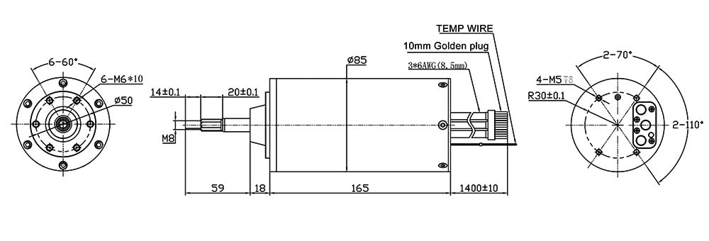 FLIPSKY 85165 150KV Brushless Motor front view മൗണ്ടിംഗ് ദ്വാരങ്ങളോടെ