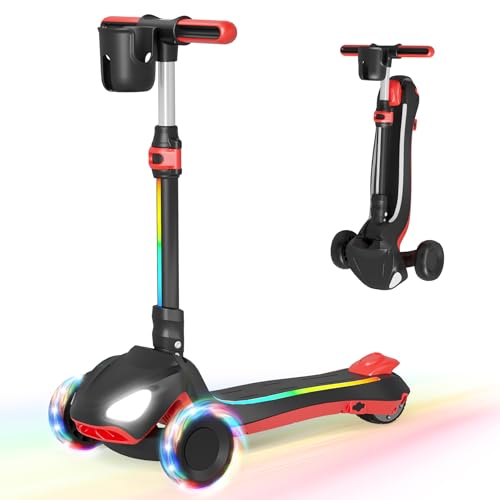SIMATE Electric Scooter for Kids Ages 3-12, 3 Adjustable Heights,