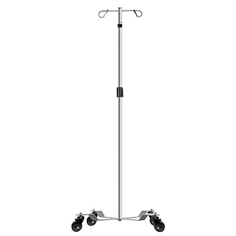 Konmee IV Poles with Wheels IV Stands 2 Hooks 4 Legs Rolling Base with Heavy Duty Stainless Steel, Adjustable Height