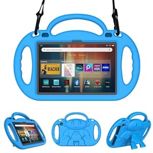 Funda ligera para tablet infantil con soporte, asa y correa para el hombro, incompatible con Nokia TCL – Azul