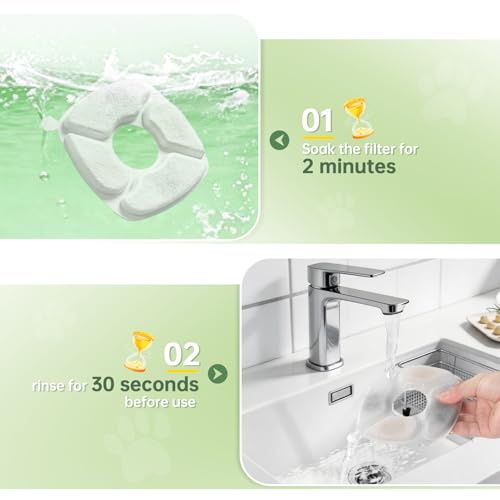 Image of Cat Water Fountain Replacement Filters-4 Pack Cat Fountain Filters with 4 Pack Sponges, Enhanced Compatibility Pet Fountain Filter Fit for 50oz, 84oz, 95oz or 108oz Automatic Pet Dog Water Dispenser