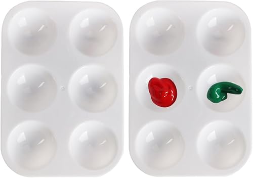 Paleta de pintura, paletas de pintura de plástico Akebrog de 6 pozos, bandeja de pintura rectangular para acuarela, bandeja de pintura para