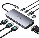 USB C Docking Station Dual HDMI Monitor, USB C Hub Multiple 4 Monitor Adapter with Dual HDMI, Displayport, VGA, 100W PD Charging, 2USB A 2.0, 2.0 Ports Adapter for Dell, HP, Lenovo,etc