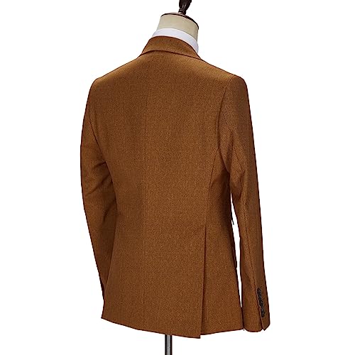 Men’s 3 Piece Suit Solid Two Button Slim Fit Peak Lapel Tuxedo Set for Wedding Business Party Blazer Vest Pants Set4