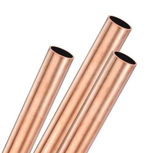 M METERXITY 3-Pack 200mm Copper Round Tube, 15mm OD 1mm Wall Thickness Copper Seamless Tubing for Construction/Machining/DIY Crafting, Metal Straight Pipe [0.59x0.04x7.87IN]
