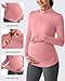 Maternity Sun Shirts Long Sleeve Workout Tops UV Protection Thumb Holes Slim Fit Stretchy Ruched Rash Guard for Athletic(Pink,S)