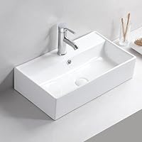 55 x 32cm Badezimmer Waschbecken Rechteck Weiß Gefäß Waschbecken - über Zähler Keramik Waschbecken mit Wasserhahn Loch für Badezimmer