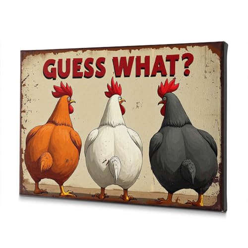 Toile décorative poules motif campagne pour ambiance bistrot et cuisine