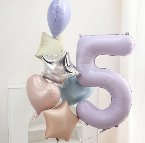 Image of Pastel Purple 0 Number Balloons,40 Inch Light Purple 0 Balloons Large Helium Foil Mylar Purple Number 0 Balloon for Birthday Party Anniversary Decorations
