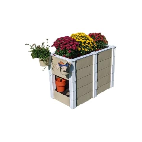 Custom Design Products USA Made, Heavy Duty, Raised Garden Bed, Choose Your Color, 22" x 41" x 32", Built in Storage, Easy Assembly (Brown Panel w/Black Trim) Cover