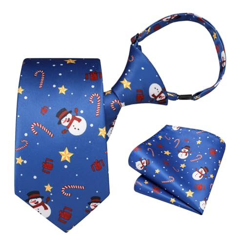 Enlision Boys Christmas Ties Holiday Xmas Kids Tie and Pocket Square Set Pre-tied Adjustable Neckties for Boys Festival Party