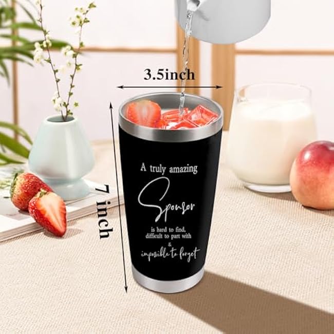 Sponsor Appreciation Gift Sponsor 20oz Stainless Steel Insulated Tumbler with Lid and Straw Addiction Recovery Gift Confirmation Sponsor Gifts(Best sponsor ever)