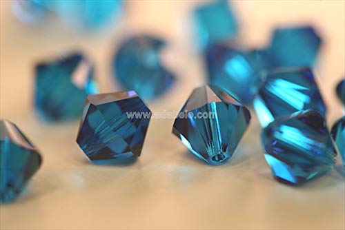 100Pcs Authentic Preciosa 4Mm (0.16 Inch) Small Faceted Bicone Crystal Beads Capri Blue Compatible With Swarovski Crystals 5301/5328 Pre-B425 #TOP2