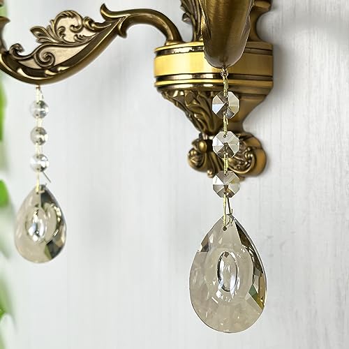 Image of Vintage Wall Sconce, Elegant Brass Wall Light, Crystal Floral Bedside Wall Lamp for Entrance, Bedroom, Hallway