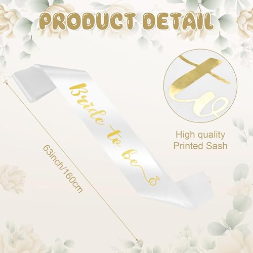 Image of Dagelar Gold Bride to Be Sash & White Hair Bow Veil for Bachelorette Party