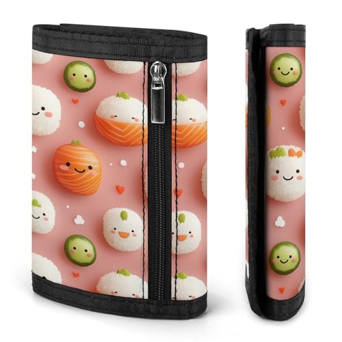Cute Rice Ball Cucumber Print Wallet for Men, 8 Credit Card Holder Slim Minimalist Front Pocket Small Mens Bifold Wallets2