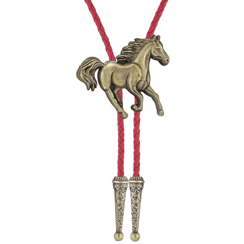 Image of GelConnie Bolo Ties for Men Women Western Cowboy Tie Mens Western Necklace Leather Necktie Gold Bolero Tie Cowboy Necklace