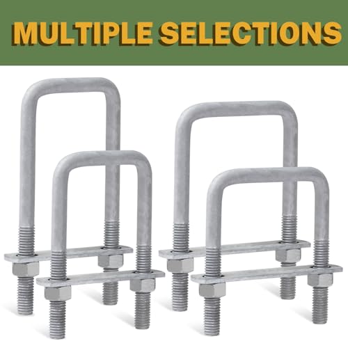 LIONMAX U Bolts 2 Pack, 1/2\" D x 3-1/16\" W x 5-5/16\"L Galvanized Square U Bolt with Plates and Nuts, Replacement Parts and Accessories for Automobiles Trailer, Ski Boat, Sailboat Trailer, 2 Pack - Thumbnail 7