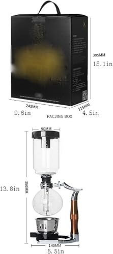 Miniatura 2 de JITEM Cafetera Syphon Cafetera de estilo japonés al vacío de vidrio sifón percoladores 3 tazas de vidrio de mesa sifón cafetera para café o té