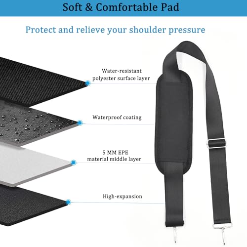 Image of Duffle Bag Strap Replacement, 59 inch Universal Replacement Laptop Shoulder Strap Luggage Adjustable Comfortable Non-Slip Fit Padded with Metal Hooks for Briefcase Computer Messenger Bag Laptop