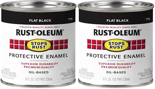 Rust-Oleum 7776730 Protective Enamel Paint, 8-Ounce, Flat Black, 12 Fl Oz (Pack of 2)