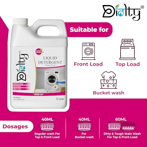 Image of Liquid Detergent 5 Litre, Liquid Detergent for Top Load & Front Load Washing Machine | Suitable For All Fabrics | Eco-friendly, Non-toxic (Pink)