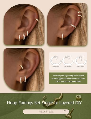 Small Gold Silver Hoop Earrings Set for Women - Hypoallergenic 14K Gold Plated Earring Stack Cartilage Earrings Dainty Huggie Hoops Earrings for Multiple Piercing Lightweight 4Pairs3