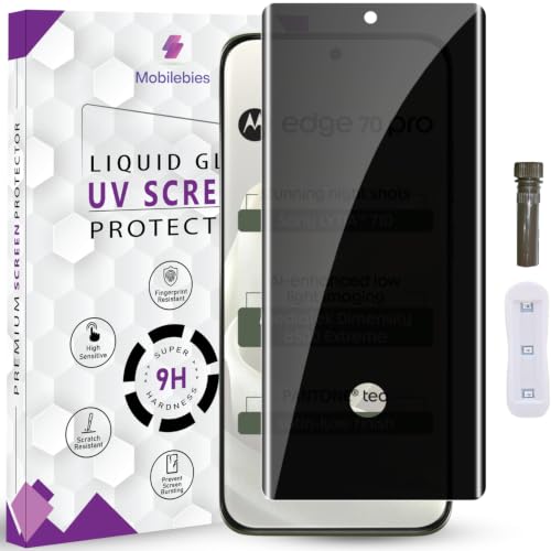 Image of Advanced HD+ UV Privacy Tempered Glass Screen Protector For Motorola Edge 70 Pro 5G (6.8 Inch, Pack of 1) Full Adhesive UV Privacy Curved Screen Guard, Case Friendly