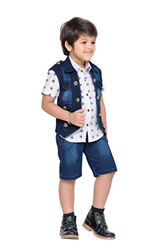 Image of AJ DEZINES Kids Shirt Waistcoat and Shorts Clothing Set for Boys